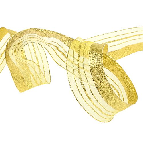Product Decorative ribbon with lurex stripes gold 40mm 20m