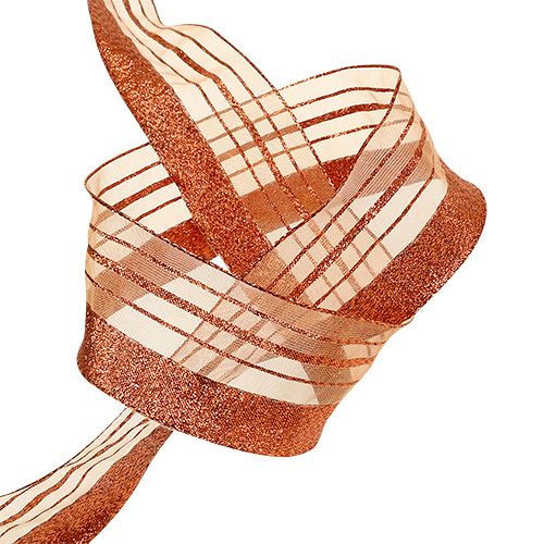 Product Decorative cord with lurex stripes copper 40mm 20m