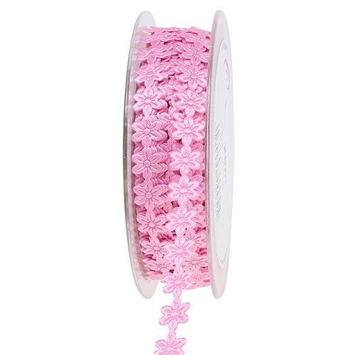 Floristik24 Decorative ribbon with flower 1cm pink 20m