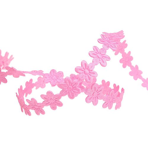 Floristik24 Decorative ribbon with flower 1cm pink 20m