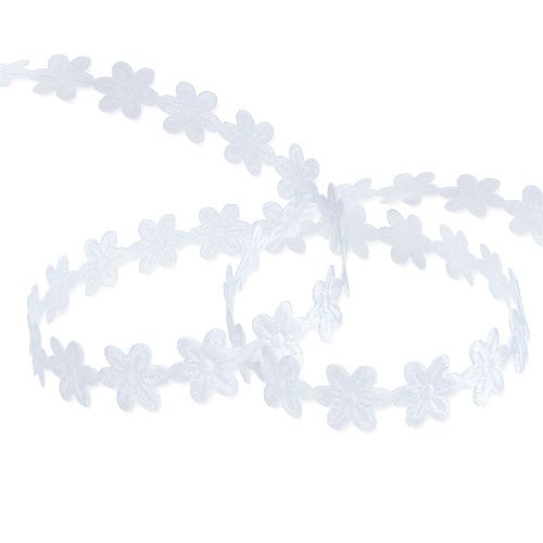Product Decorative ribbon white with flower 1cm 20m
