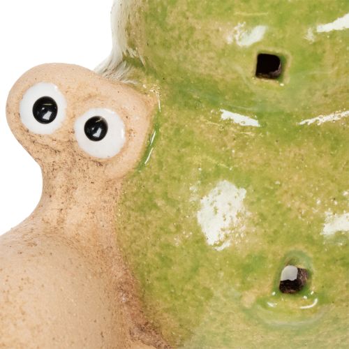 Product Ceramic snail decorative figure with LED as a fun table decoration for home and office, 12cm, 2 pieces