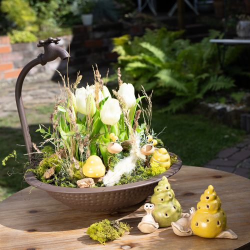 Product Ceramic snail decorative figure with LED as a fun table decoration for home and office, 12cm, 2 pieces