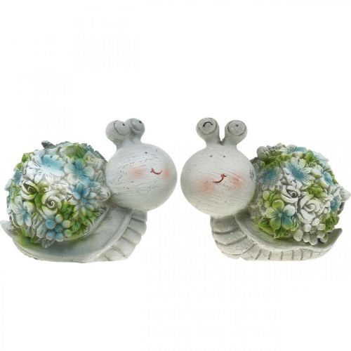 Product Snails with flowers summer decoration table decoration grey/blue/green 9.5cm set of 2