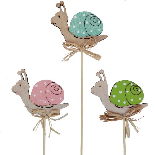 Product Flower Sticks Wooden Decoration Snails Colorful 8.5×8cm 12 pcs