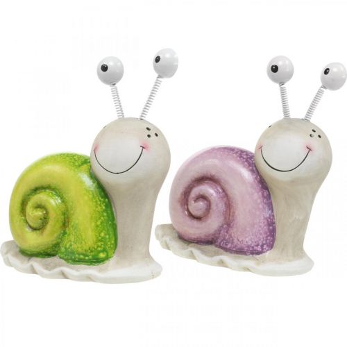 Floristik24 Pair of snails, decorative figures to put down, ceramic, green/purple 2pcs