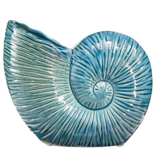Floristik24 Snail decorative vase flower vase blue ceramic L18cm