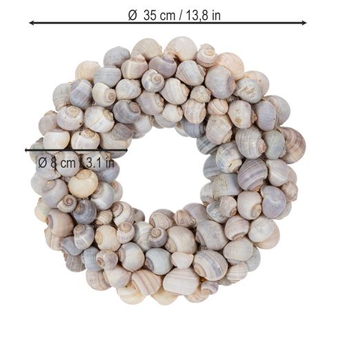 Product Snail wreath for hanging, decorative wreath, maritime style, Nathai, Ø35cm