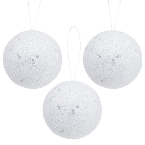 Floristik24 Decorative snowball to hang Ø6cm 12pcs