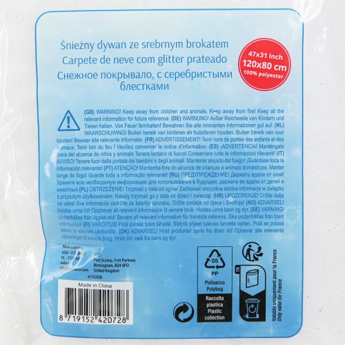 Product Snow blanket glitter snow carpet with silver glitter 120×80cm