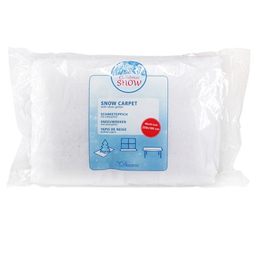 Floristik24 Snow blanket in white with glitter in silver 250cm x100cm