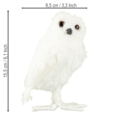 Product Snowy owl decorative owl white with fur and feathers 15.5cm 2pcs