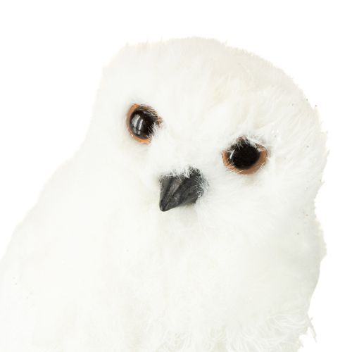 Product Snowy owl decorative owl white with fur and feathers 15.5cm 2pcs