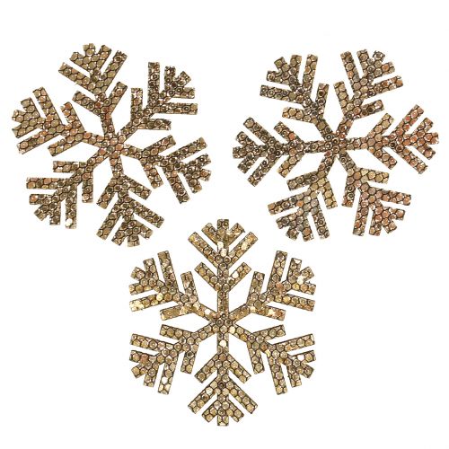 Snowflake gold Christmas decoration Ø4cm 48pcs