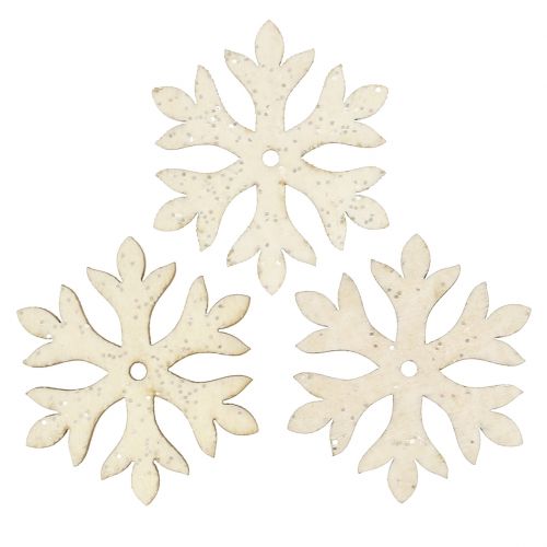 Floristik24 Glittering wooden snowflakes Ø4cm 72pcs