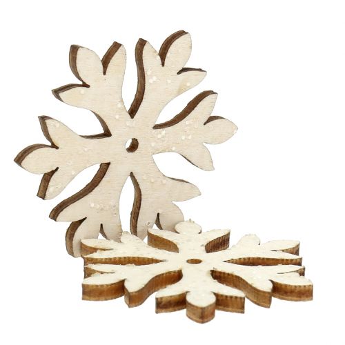 Product Glittering wooden snowflakes Ø4cm 72pcs