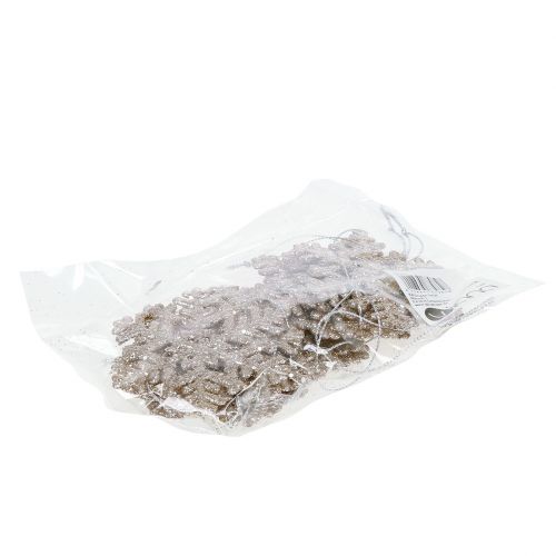 Floristik24 Snowflake to hang, Christmas decoration, decorative ice crystal champagne with glitter 12pcs