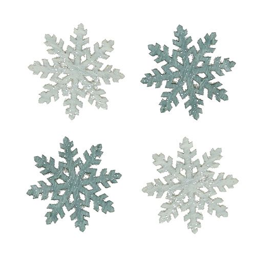 Floristik24 Snowflake with glitter wood 4cm gray 72p