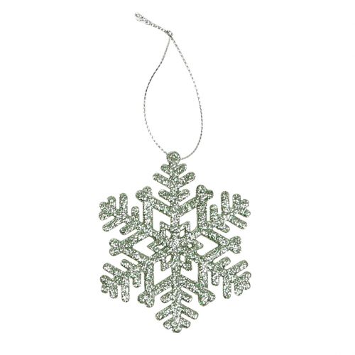 Floristik24 Snowflake Ø8cm mint green with glitter 12pcs