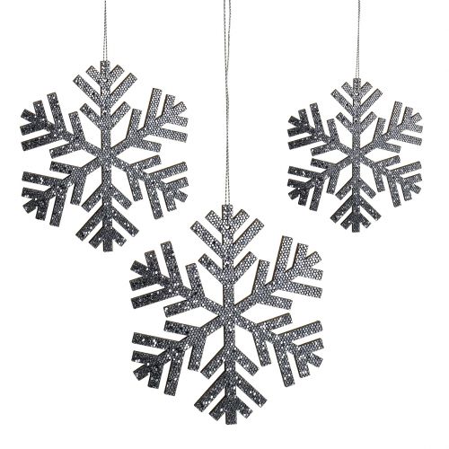 Floristik24 Snowflake gray to hang Ø8cm - Ø12cm 9pcs
