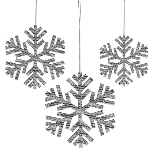 Floristik24 Snowflake silver to hang Ø8cm - Ø12cm 9pcs