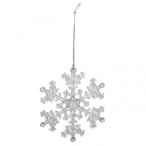 Floristik24 Decorative snowflake, winter decoration, ice crystal to hang, Christmas H10cm W9.5cm plastic 12pcs
