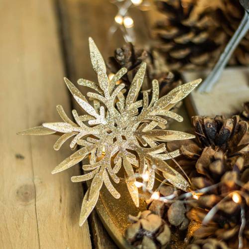 Product Snowflake 3D effect gold 16cm x 15.5cm 2 pieces