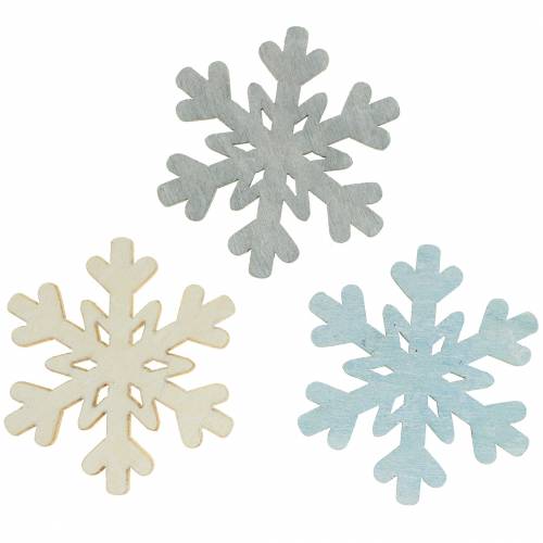 Floristik24 Snowflake decoration blue/grey/white 4 cm 72 pcs