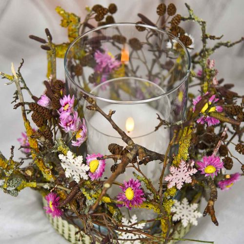 Product Snowflake 4cm pink/white with glitter 72 pcs