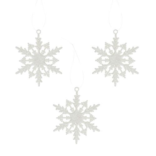 Floristik24 Snowflake to hang 7cm white with glitter 36pcs
