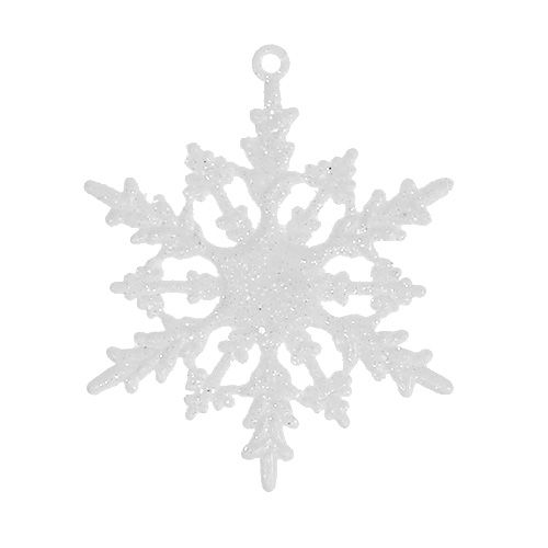 Floristik24 Snowflake to hang 7cm white with glitter 36pcs