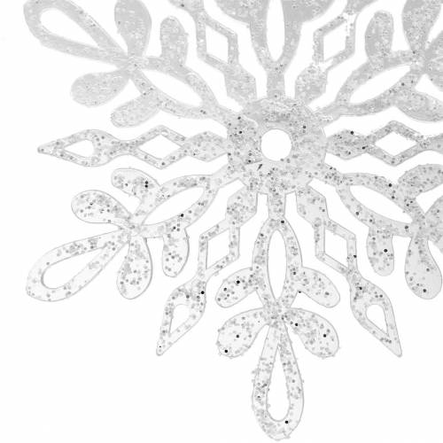 Floristik24 Snowflake to hang 14.5cm transparent, glitter 12pcs