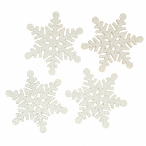 Scatter decoration snowflake glitter white 5 cm 48 pcs