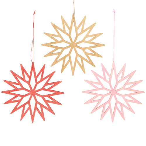 Floristik24 Snowflake decoration wooden tree decoration orange 15cm 8 pcs