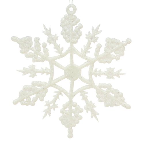 Floristik24 Snowflakes Decoration White Glitter Ice Crystals 10cm 12 pcs