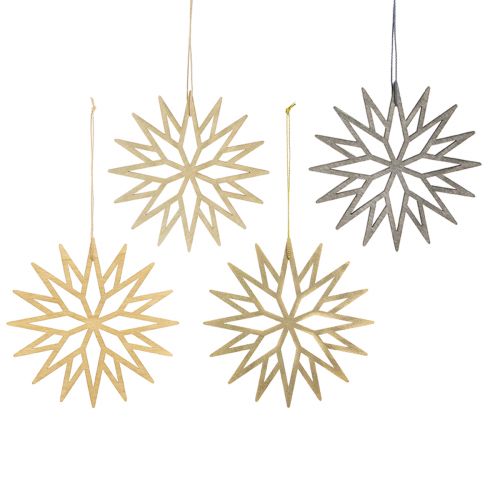 Floristik24 Wooden Snowflake Decorations Christmas Tree Ornaments 15cm Brown Set of 8