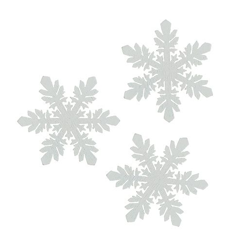 Floristik24 Snowflakes made of wood white Ø3.7cm 48 pcs