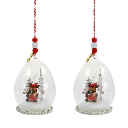 Floristik24 Christmas tree hanger snow globe 8cm 2pcs