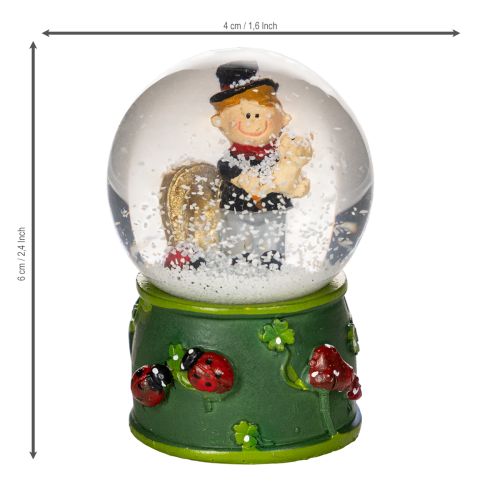 Lucky charm snow globe with chimney sweep figure, 4cm, 3 pieces | Floristik24.ie