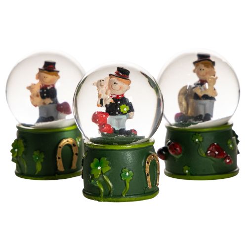 Lucky charm snow globe with chimney sweep figure, 4cm, 3 pieces | Floristik24.ie