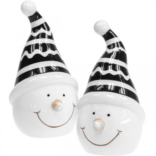 Product Snowman figure decoration ceramic black and white 12.5 cm 3 pieces
