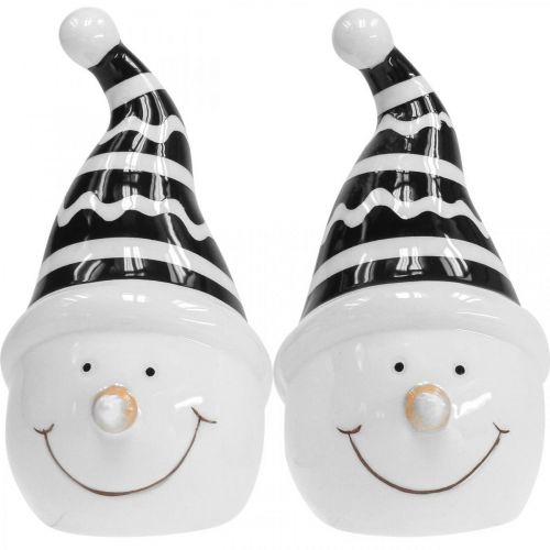 Product Snowman figure decoration ceramic black and white 12.5 cm 3 pieces