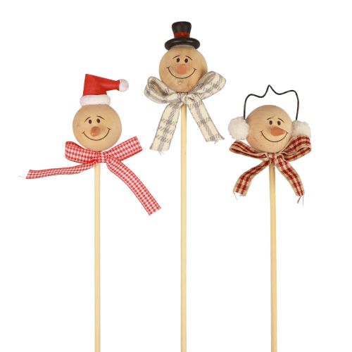 Floristik24 Snowman decorative plug flower plug natural wood 5cm 9pcs
