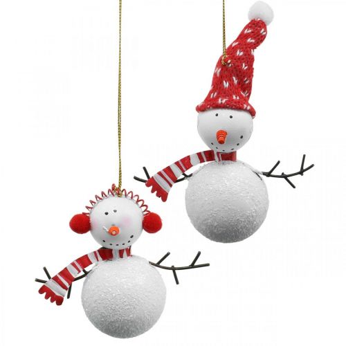 Product Christmas tree decorations snowman to hang metal 8.5 / 13cm 4pcs