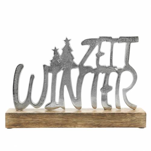 Floristik24 "Winter time" table decoration, metal, mango wood, silver 33 × 22cm