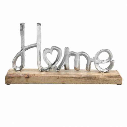 Floristik24 Table decoration "Home" on a wooden base Mango, natural metal, silver 32 × 17 × 7cm