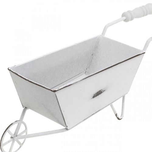 Floristik24 Mini wheelbarrow, table decoration, summer decoration shabby chic brown, white H7.5cm L25cm