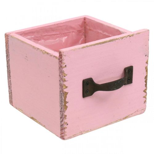 Floristik24 Decorative drawer for planting pink wood shabby chic 12.5×12.5×10cm