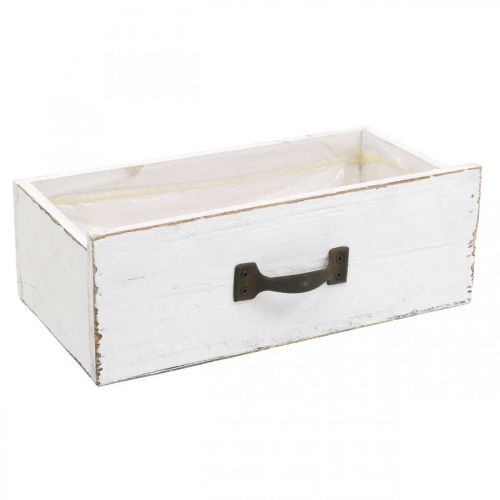 Decorative drawer white plant box wood vintage look 25×13×8cm