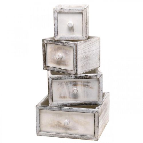 Floristik24 Planter wooden drawer antique look cream 24/20/16/12cm set of 4